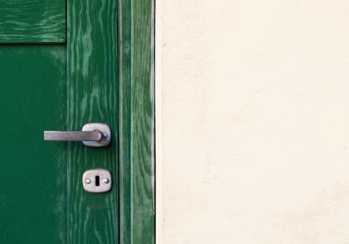 green teak door