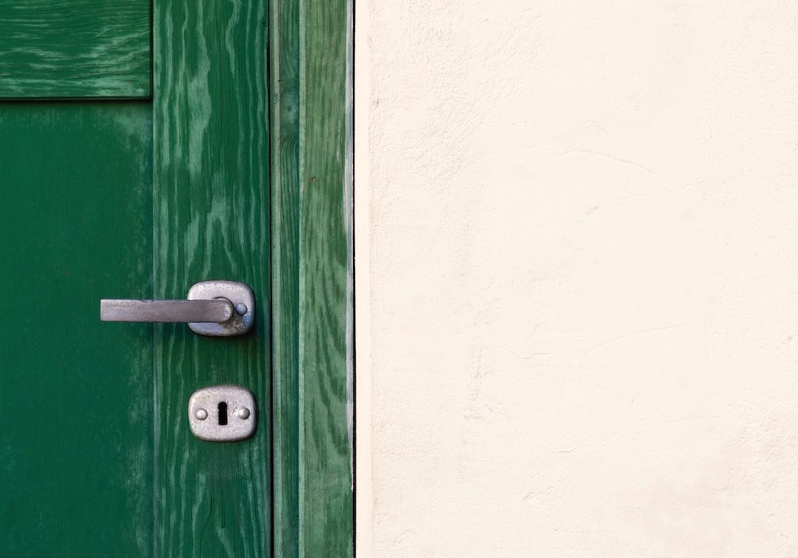 green teak door