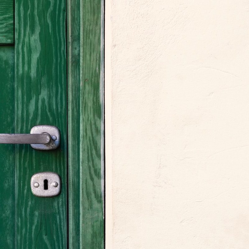 green teak door